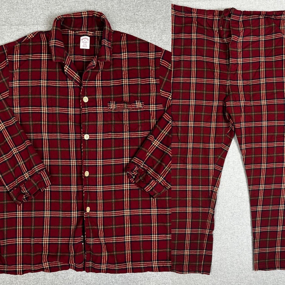 Brooks Brothers Pajama Set Mens XL Red Plaid Flannel Cotton‎ Long Sleeve